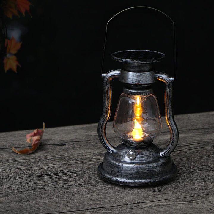 Solar Retro Kerosene Lampe Hest Lampe LED Utendørs Hage Patio Dekorasjon Bærbar Flamme Stearinlys Lys | Skanto