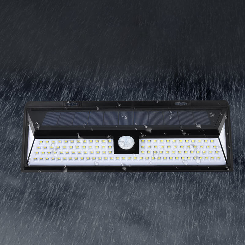 Moderne svart rektangulær menneskelig sensor solvarmvanntett utendørs hage LED vegglampe | Skanto