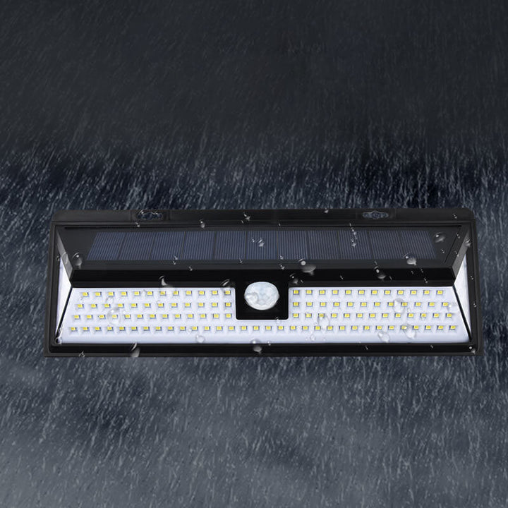 Moderne svart rektangulær menneskelig sensor solvarmvanntett utendørs hage LED vegglampe | Skanto