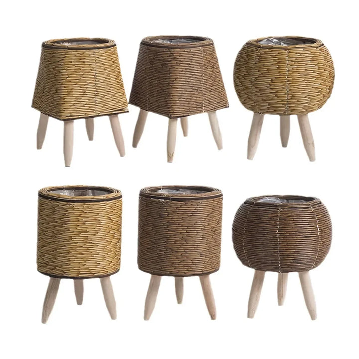 Skanto | Vintage Imitasjon Rattan Blomsterstander med Treben