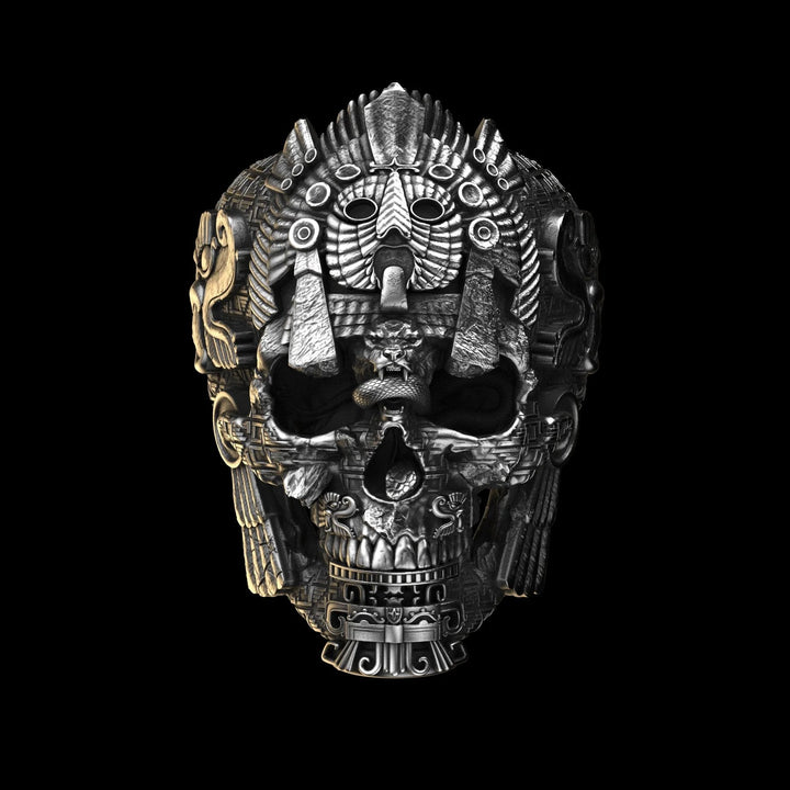 Skanto | Sølv svart skull ring