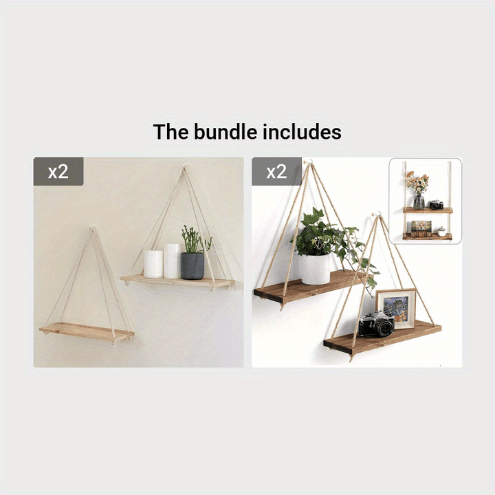 DecoShelf - Elegant flytende hylle med justerbar taubolle