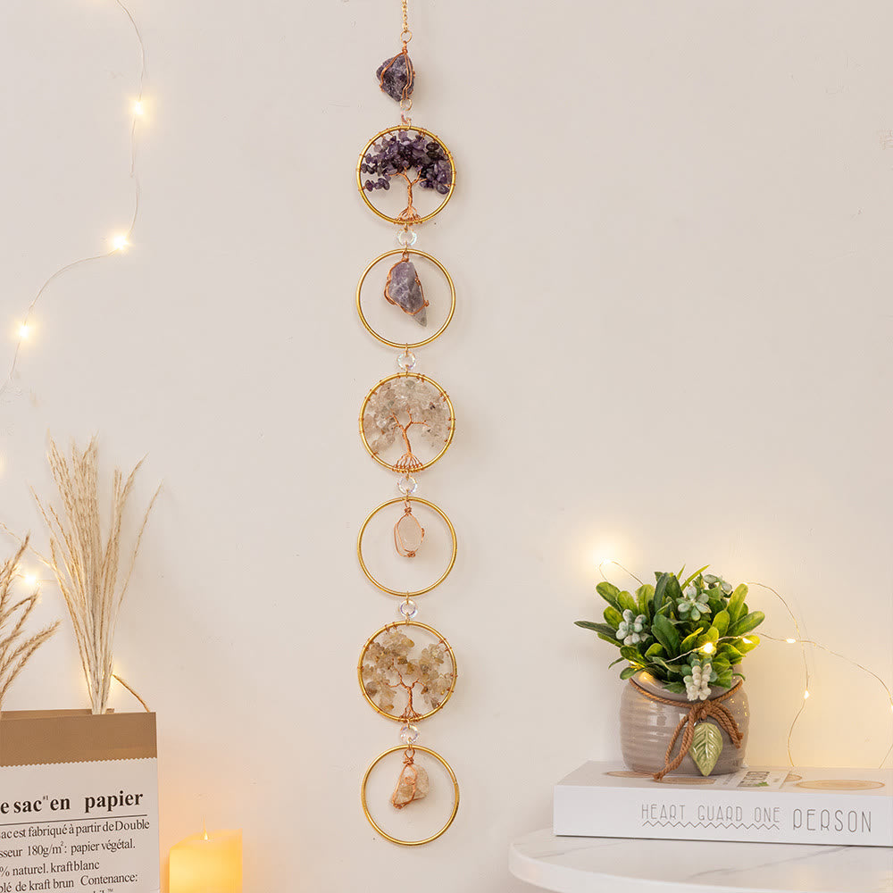 Skanto | Krystall Livets Tre 6 Ringer Veggdekor Ornament