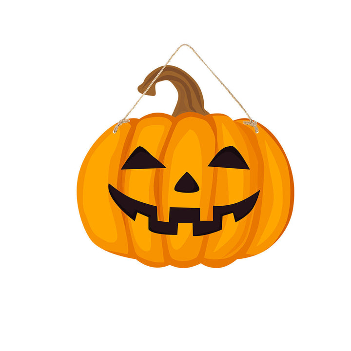 Skanto | Halloween Dørskilt – Trelook Plater med Lanterne, Hodeskalle og heksedesign