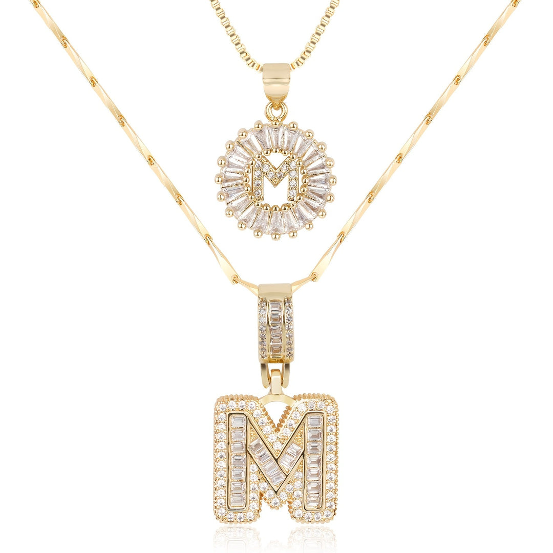 Skanto | 2pc 14k Diamant Bokstav Initial Halskjeder
