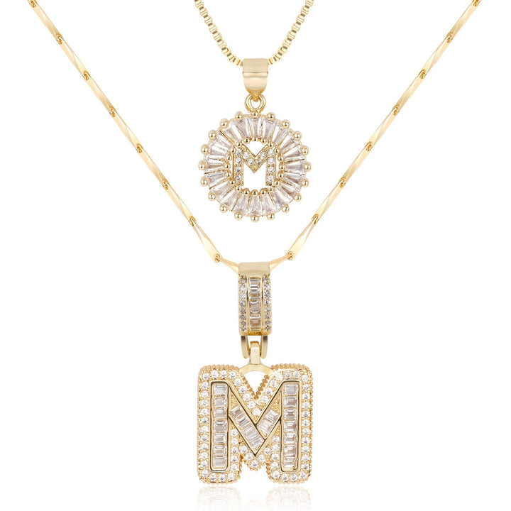 Skanto | 2pc 14k Diamant Bokstav Initial Halskjeder