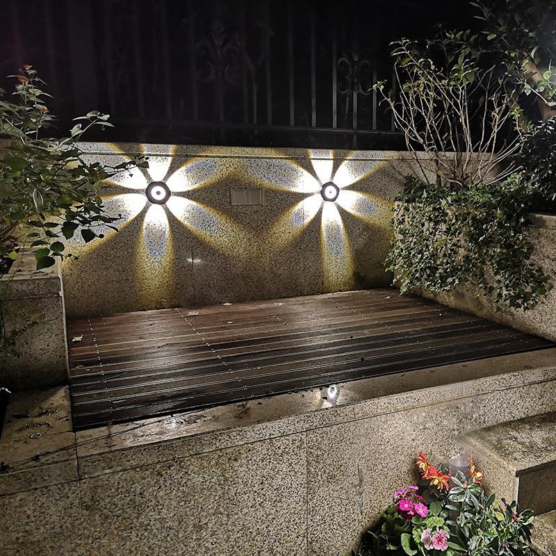 Moderne skandinavisk LED-vegglampe med rund aluminiumsskjerm til terrassen