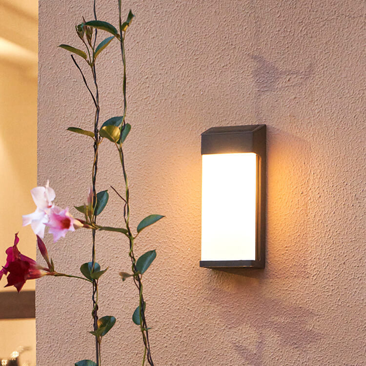 Solar Square Frosted Glass Vanntett Utendørs LED Vegglampe | Skanto