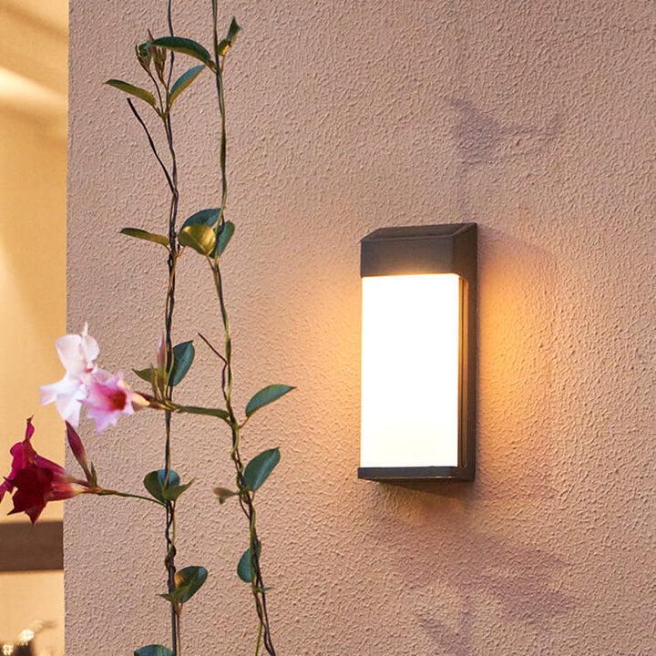 Solar Square Frosted Glass Vanntett Utendørs LED Vegglampe | Skanto