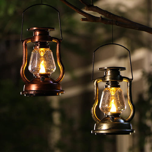 Solar Retro Kerosene Lampe Hest Lampe LED Utendørs Hage Patio Dekorasjon Bærbar Flamme Stearinlys Lys | Skanto