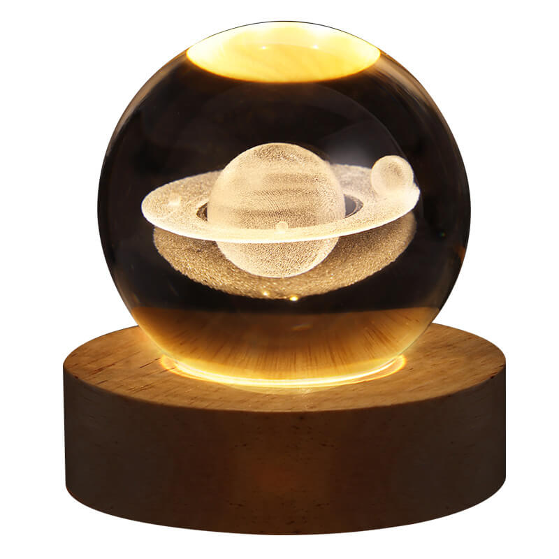 Kreativ dekorativ stjernesystem krystallkule USB LED nattlampe bordlampe