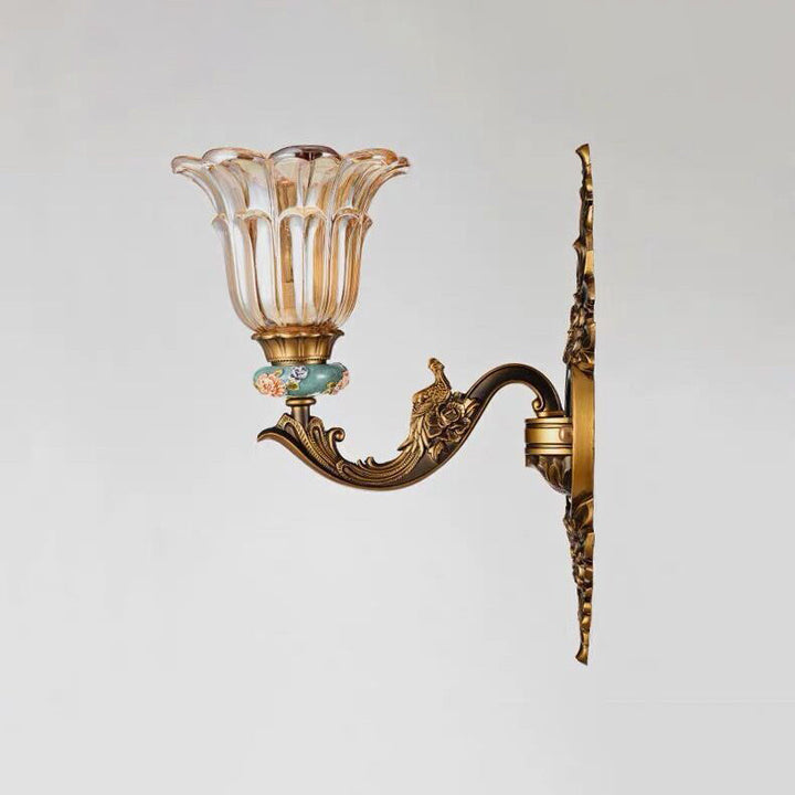 Skanto | FlorisLuxe Europeisk Vegglampe | Blomst Desig | 1-2 Flammer | Høykvalitets Harpiks & Glass | Eleganse for Stue & Gang