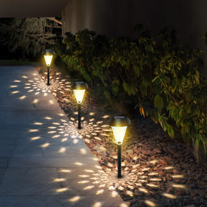 Moderne Solar Glass Cone LED Utendørs Hage Bakkeinnsatts Landskapslys | Skanto
