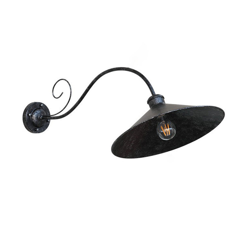 Moderne Retro Vanntett Jern Rund 1-Lys Vegglampe For Hage | Skanto