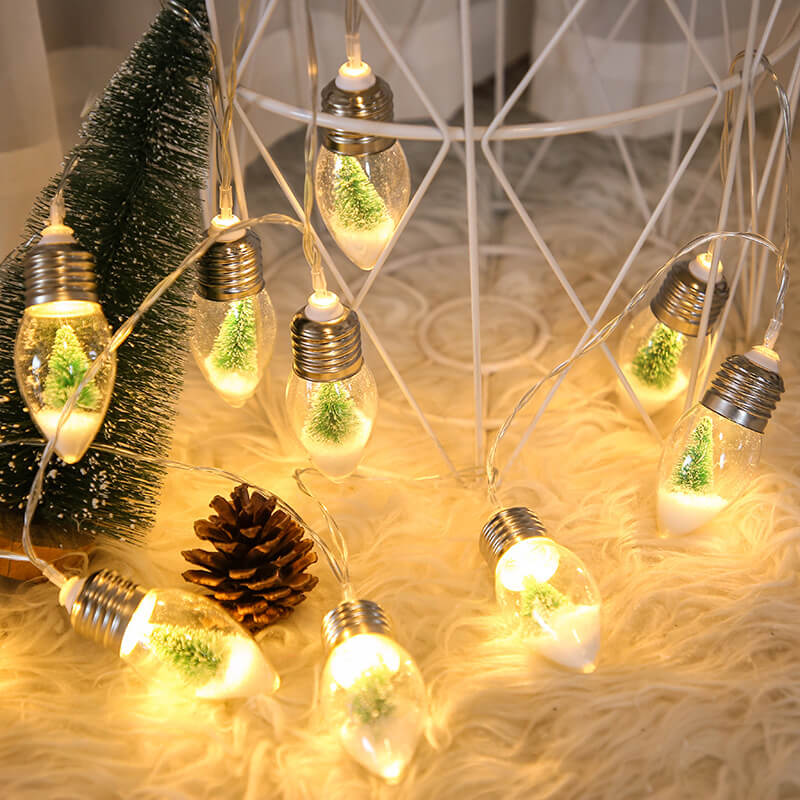 Skanto | LED Ønskebottle Glødelampe Juletre Snø Batteriboks Dekorativ Snorlys