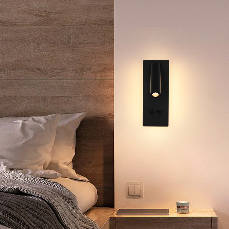 Skanto | Moderne Minimalistisk Rektangulær Rund Jern Aluminium LED Vegglampe For Soverom