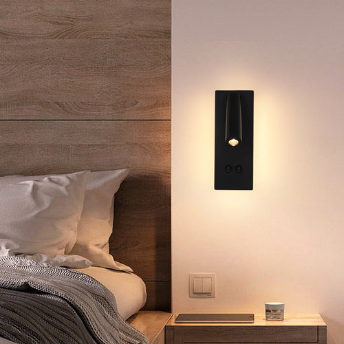 Skanto | Moderne Minimalistisk Rektangulær Rund Jern Aluminium LED Vegglampe For Soverom