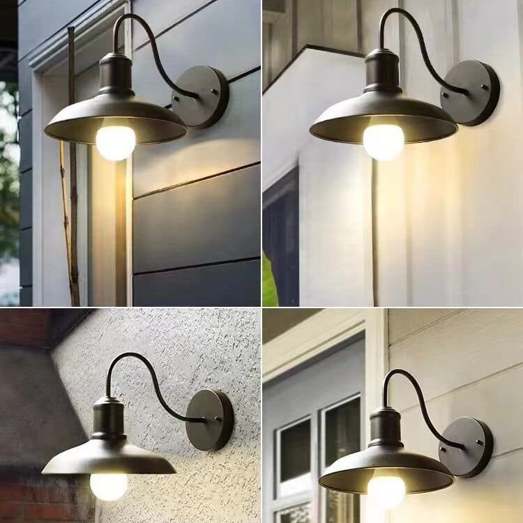 Retro Loft Dome Jern Utendørs Vanntett 1-Lyskilde Buet Arm Vegglampe | Skanto