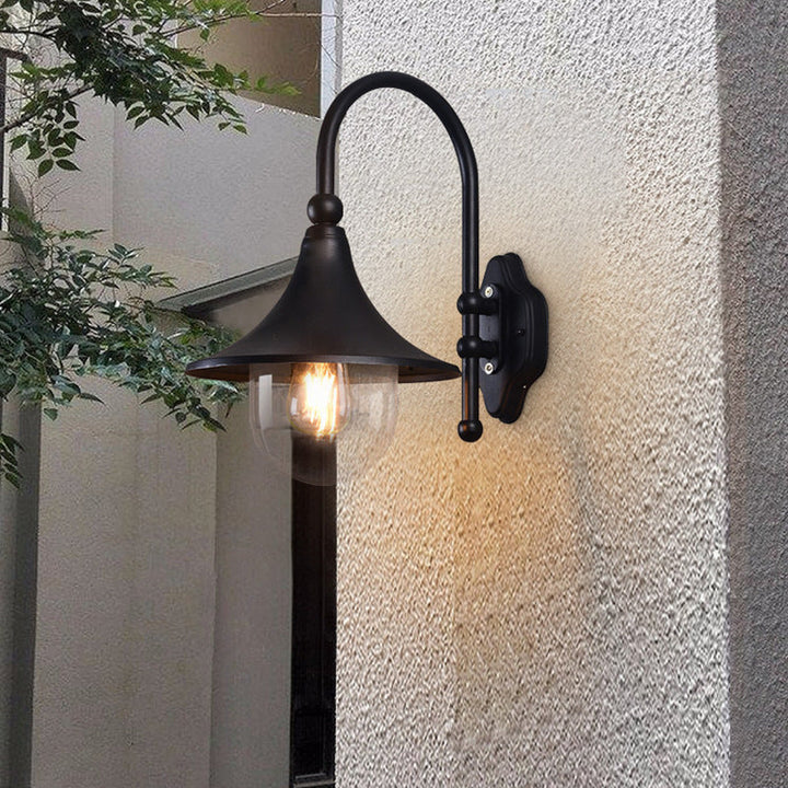 Retro-minimalistisk, vanntett trompetformet vegglampe med én lyskilde