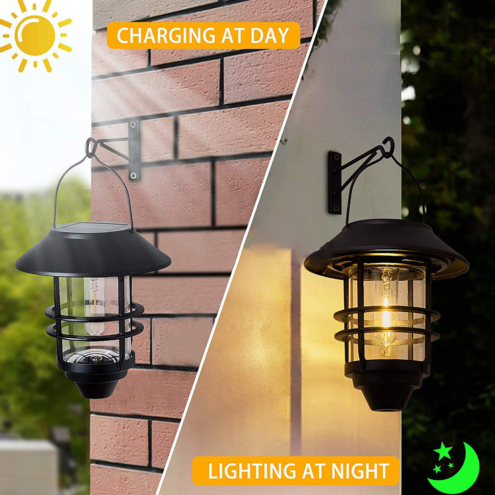 Samtidig Retro Sol Vannavstøtende Aluminium Glass Lantern Sylinder 1-Lys Hengende Vegglampe For Utendørs Patio | Skanto