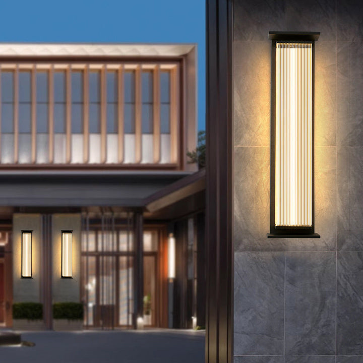Moderne Minimalistisk Vanntett Rektangulær Rustfritt Stål Akryl LED Vegglygte Lampe For Utendørs Patio | Skanto