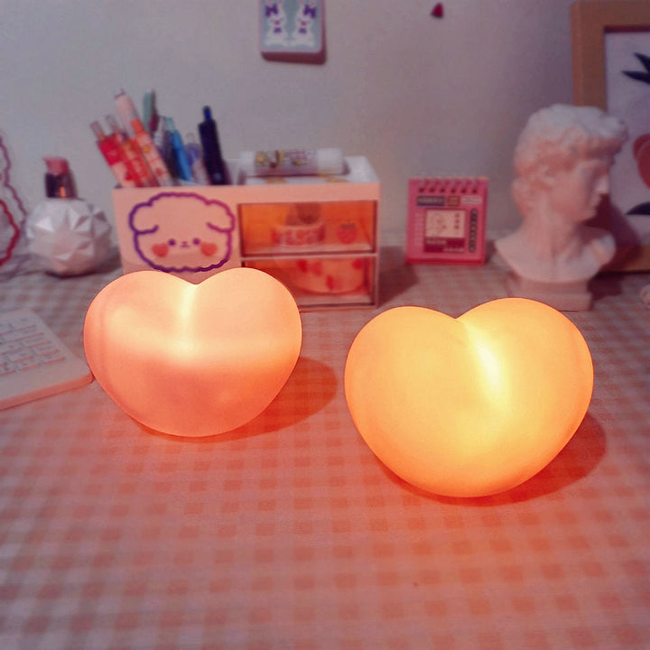 Skanto | LuvSphere Silikon LED Nattlys | Hjerteformet Design | Bordlampe | Varm Stemningslys | Dekorativ