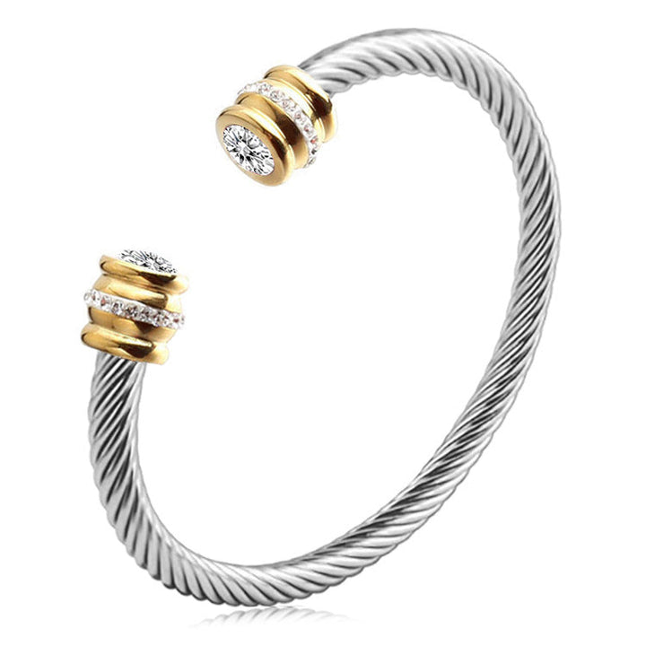 Skanto | Personlig Tilpasset Fødselsstein Ends Twist Cuff Armbånd
