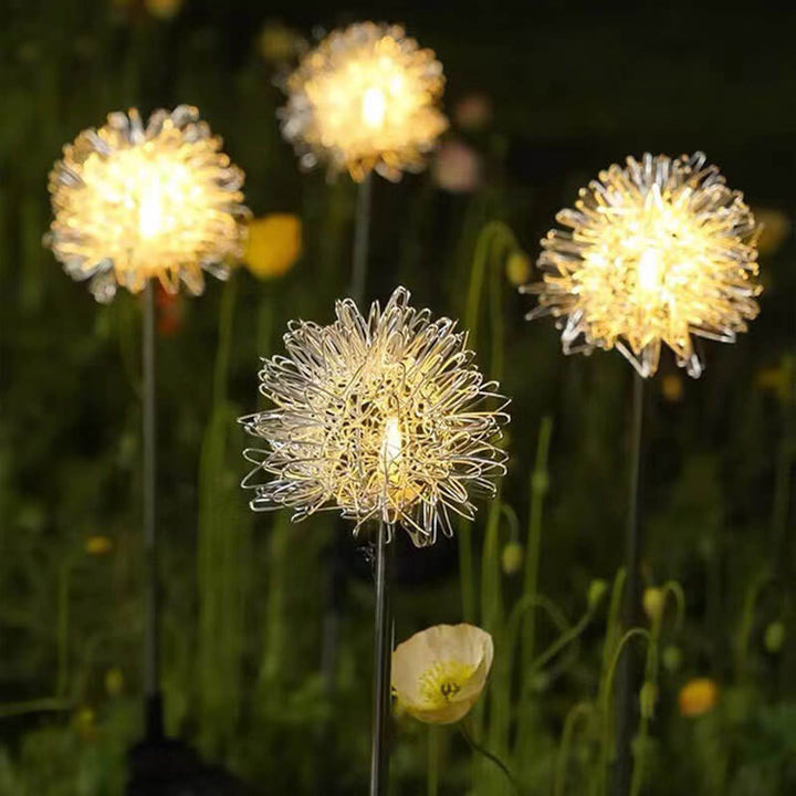 Solar Dandelion Aluminiumtråd Globe Lys LED Utendørs Vanntett Luminøs Hageinnsetting Bakkelys Landskapslys | Skanto