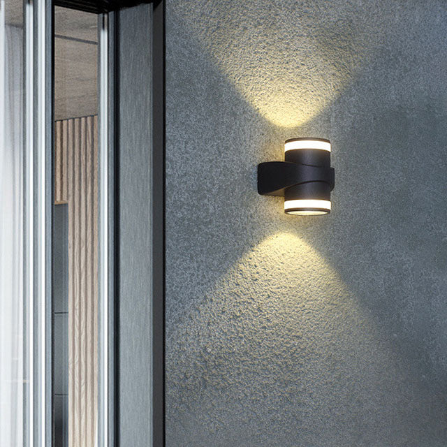 Moderne Sylinderformet Die-Cast Aluminium LED Vanntett Utendørs Hage Vegglampe | Skanto