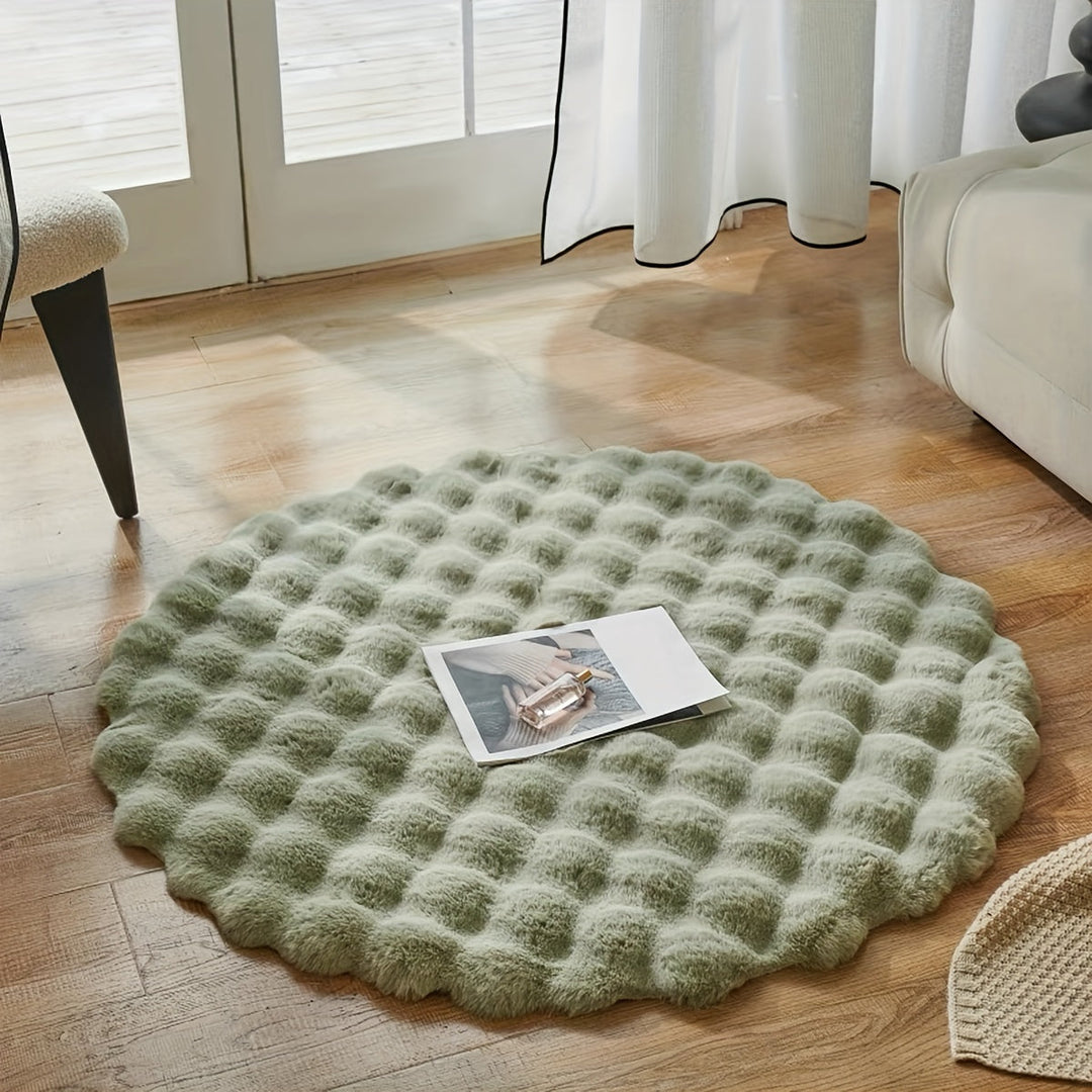 Rund fluffy teppe for stilige rom – Mykt teppe for stue og soverom | Skanto