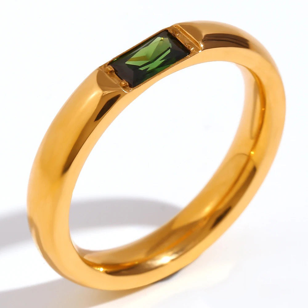 Skanto | 18k Baguette Cut Fødselsstein Ring