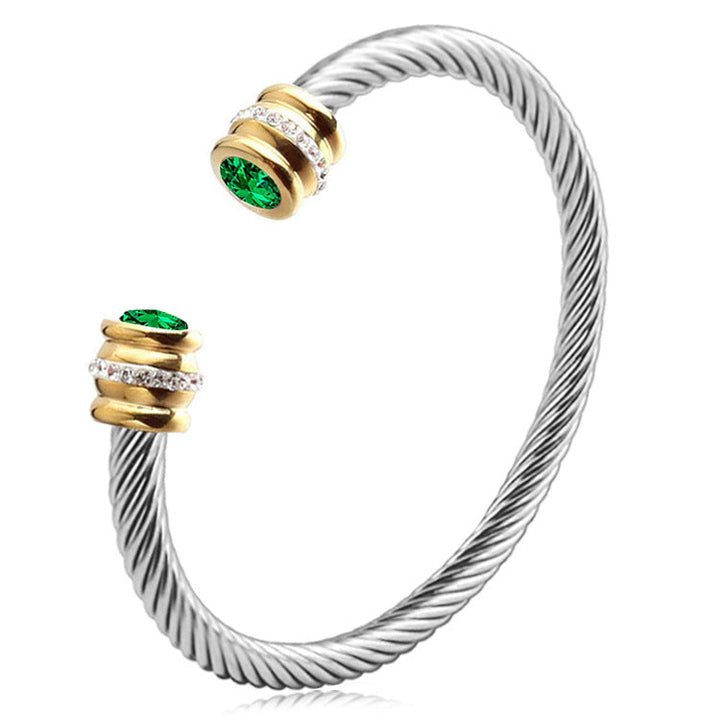 Skanto | Personlig Tilpasset Fødselsstein Ends Twist Cuff Armbånd