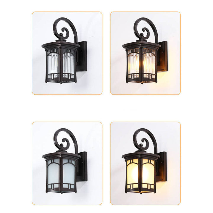 Moderne firkantet aluminiums glass utskåret 1-lampe utendørs vanntett vegglampe | Skanto