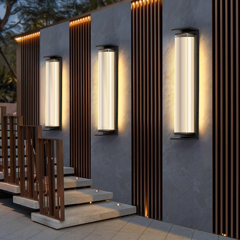 Moderne Minimalistisk Vanntett Rektangulær Rustfritt Stål Akryl LED Vegglygte Lampe For Utendørs Patio | Skanto