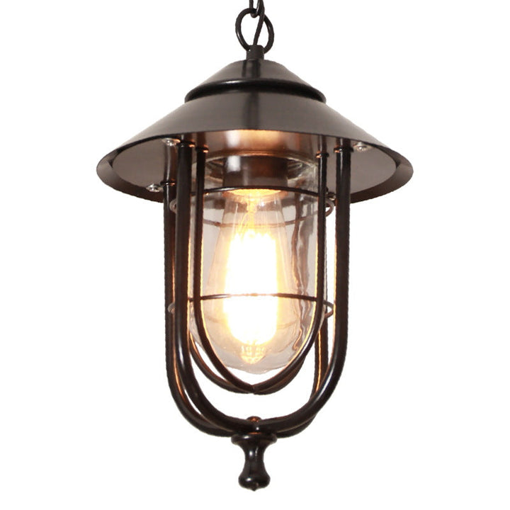 Industriell vintage aluminium bur glass 1-lampe utendørs vanntett pendellampe | Skanto