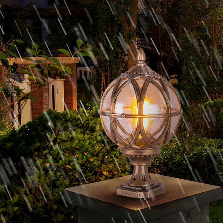 Tradisjonell kolonial globe glass aluminium 1-lys utendørs lys for hage | Skanto