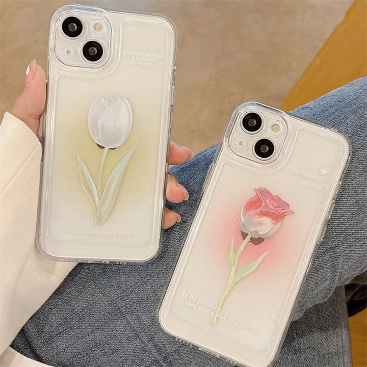 Skanto | Fashion Tulip Rose Blomst Floral Myk Støtsikker Kompatibel med Sak for iPhone