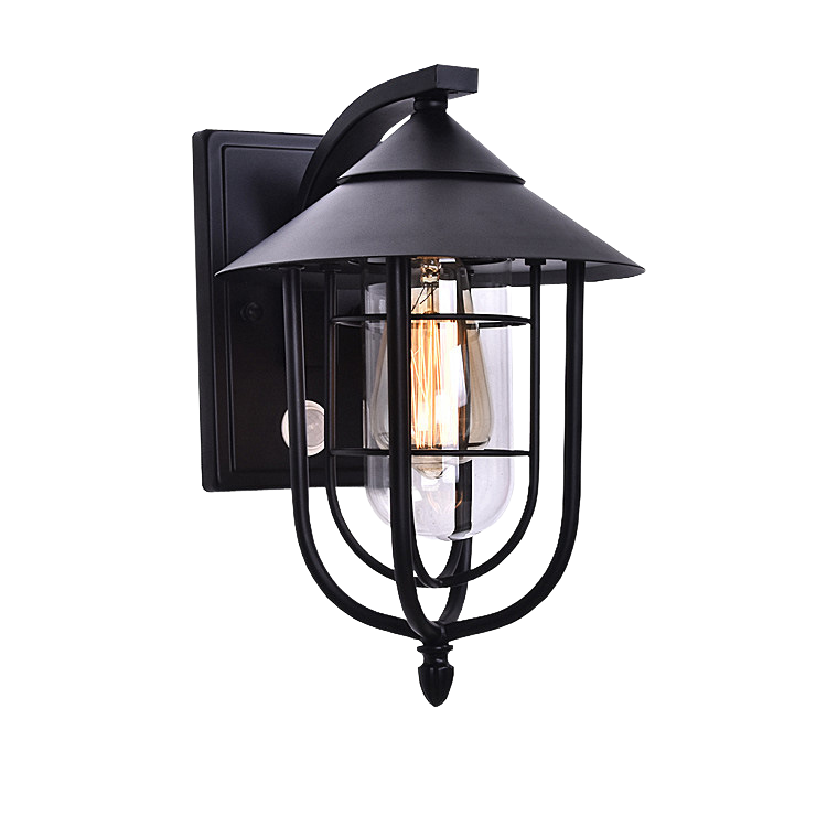 Moderne industriell jern vanntett menneskekroppssensor 1-lampe utendørs vegglampe for utendørs terrasse | Skanto
