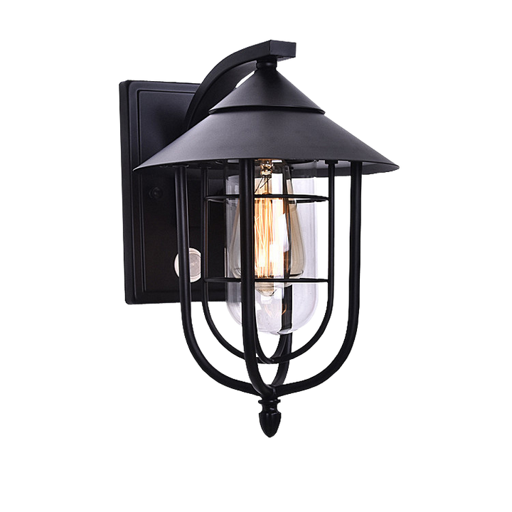 Moderne industriell jern vanntett menneskekroppssensor 1-lampe utendørs vegglampe for utendørs terrasse | Skanto