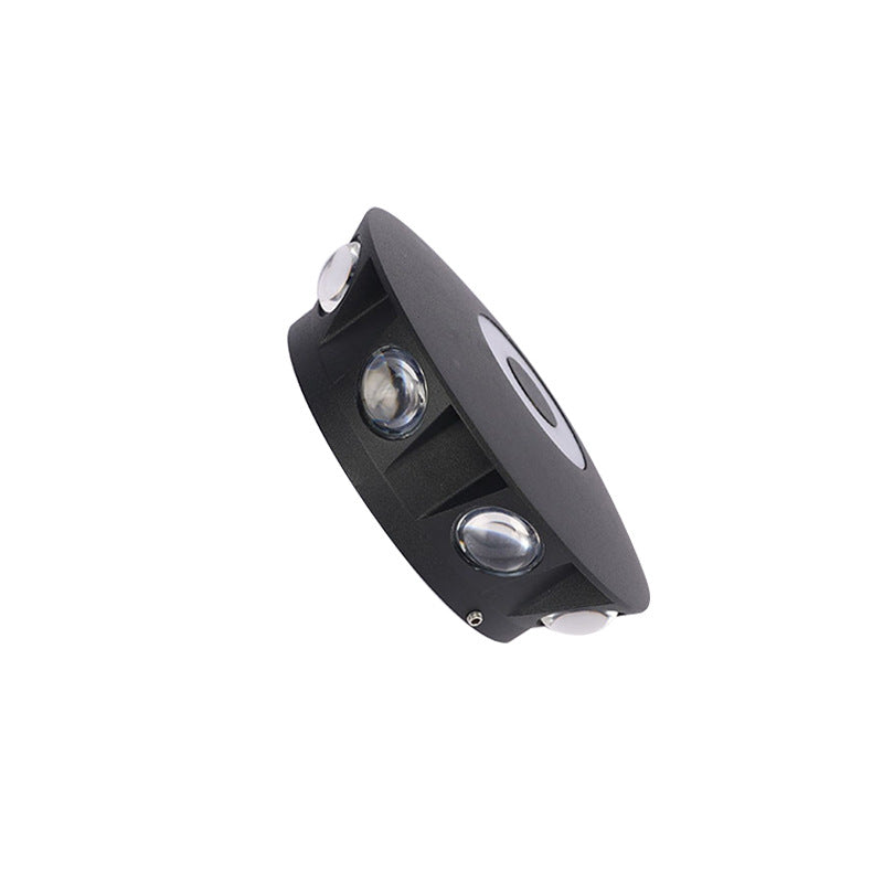 Moderne skandinavisk LED-vegglampe med rund aluminiumsskjerm til terrassen