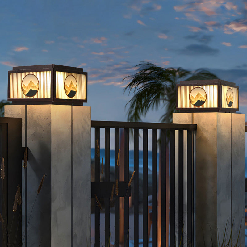 Moderne minimalistiske solvanntette firkantede aluminiums glass LED post hodelys for hage | Skanto