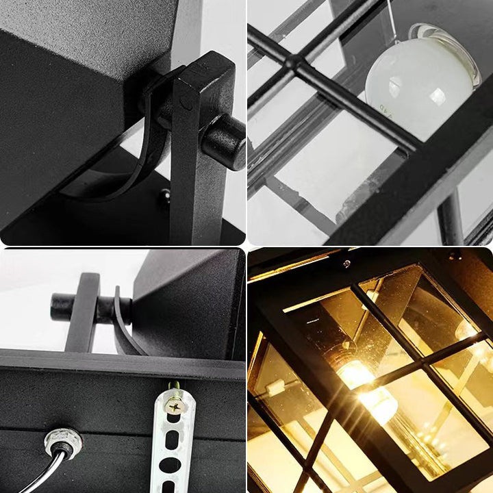 Moderne Enkelhet Vanntett Aluminium Kvadratisk Glass Skjerm 1-Lys Vegglampe For Utendørs Patio | Skanto