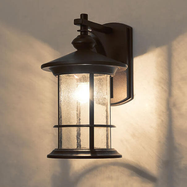 Industrial Vintage Bubble Glass Column 1-Light Utendørs Vanntett Vegglampe | Skanto