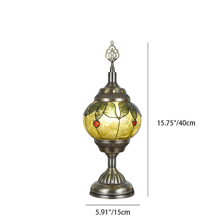 Skanto | Tradisjonell Tiffany romantisk oval jern emaljert 1-lampe bordlampe for soverommet