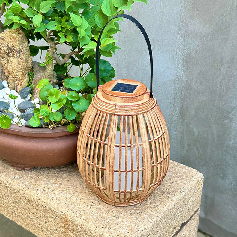 Moderne Art Deco Solrund Lantern Rattan LED Utendørs Landskapslys For Hage | Skanto