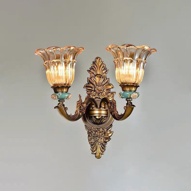 Skanto | FlorisLuxe Europeisk Vegglampe | Blomst Desig | 1-2 Flammer | Høykvalitets Harpiks & Glass | Eleganse for Stue & Gang