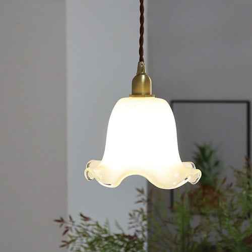 Skanto | Vintage Kreativ Blomst Messing Glass 1-Lampe Pendellampe