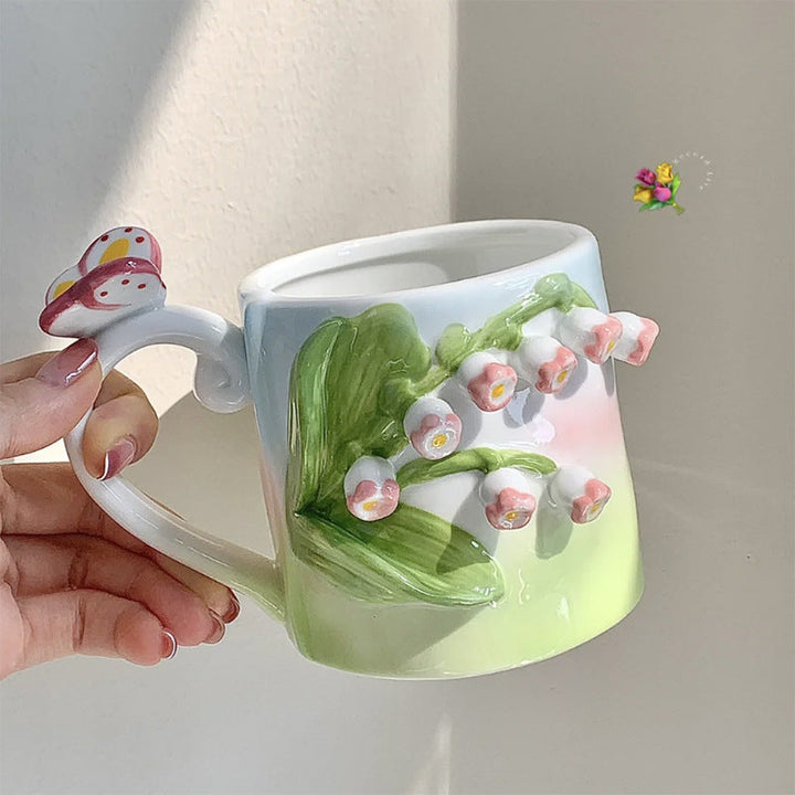 Kunstnerisk 3D blomst keramisk krus – Fangende tulipan- og rose-design | Skanto