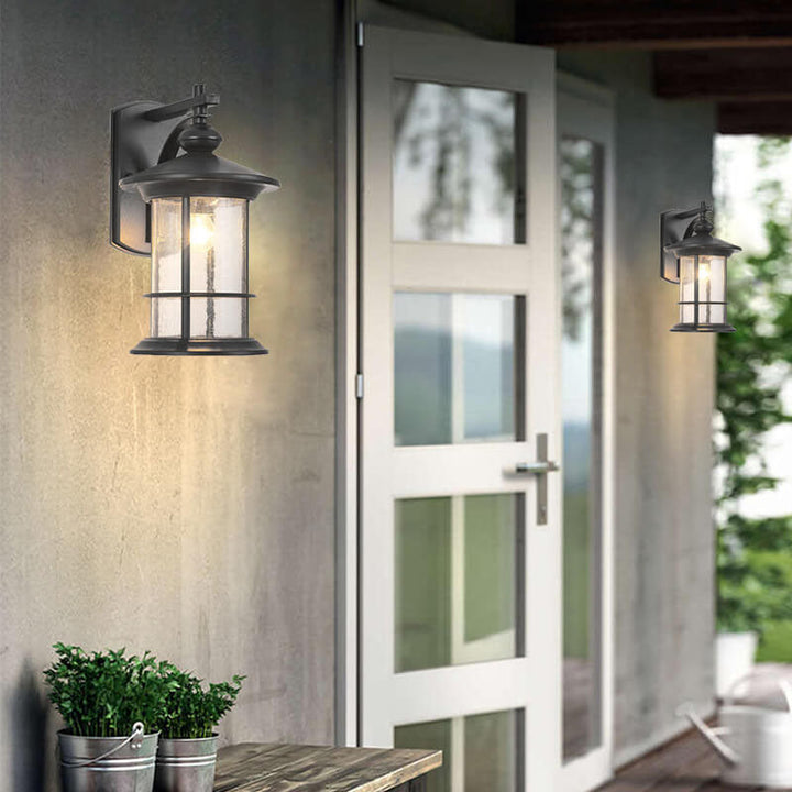 Industriell vintage vegglampe med bobleglassøyle, 1 lyskilde, vanntett, for utendørs bruk