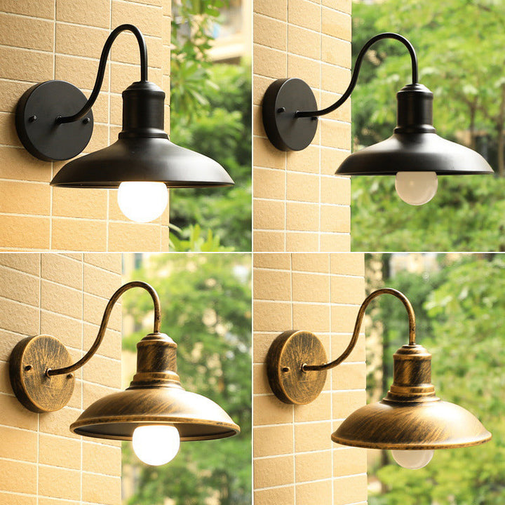 Retro Loft Dome Jern Utendørs Vanntett 1-Lyskilde Buet Arm Vegglampe | Skanto